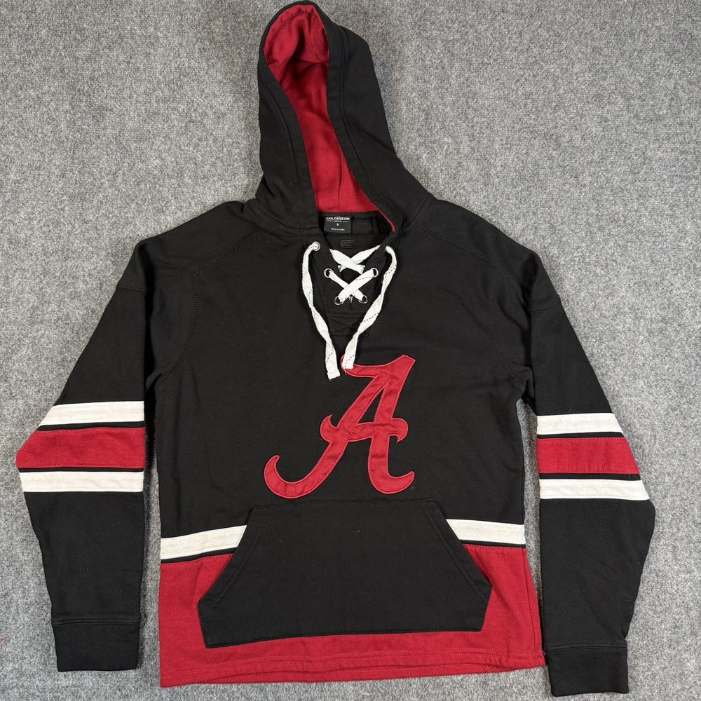 🏈 Alabama Crimson Tide Colosseum Hockey Hoodie Mens Small Black Lace Up